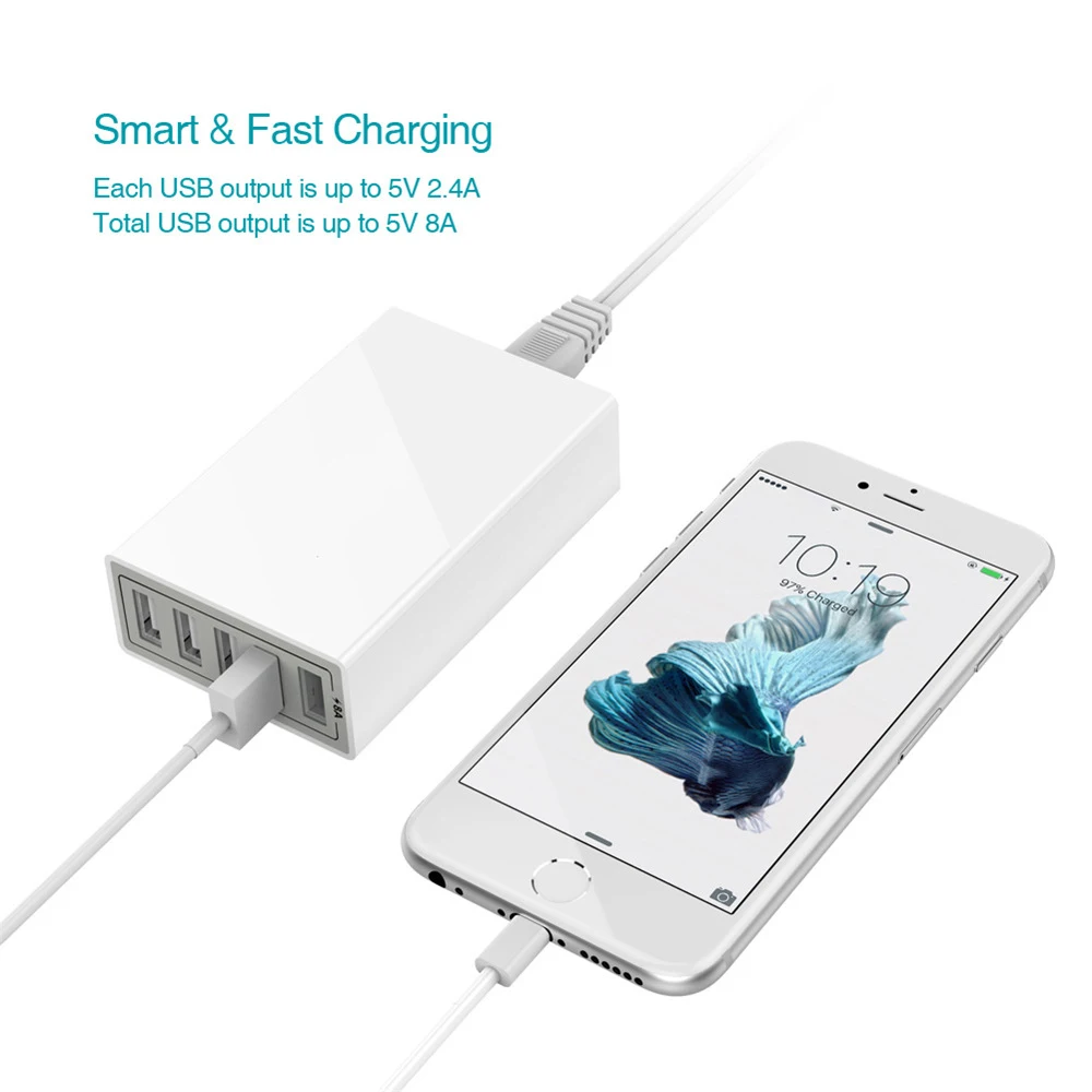 10 USB ports Quick charge Charger Station Dock with cable 50W US AU EU UK KR plug for iphone ipad PC Kindle Multi USB Charger 65 watt usb c charger