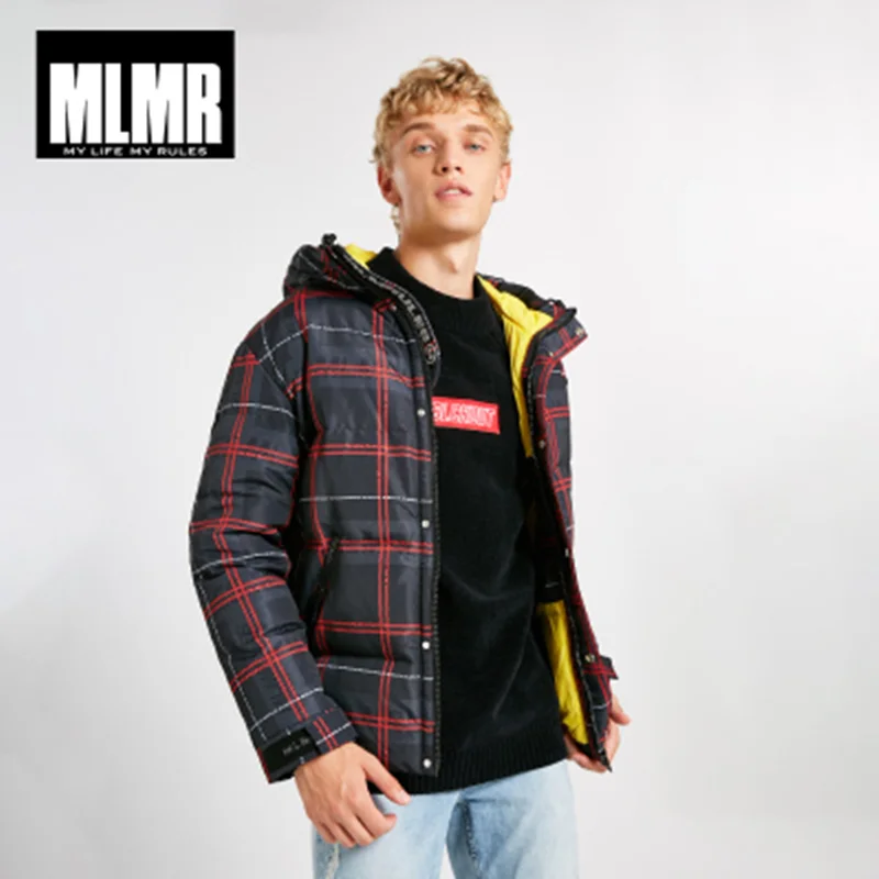 Новейший мужской пуховик JackJones, Мужская зимняя клетчатая теплая пуховая куртка с капюшоном 218312534