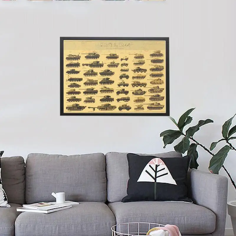 Tank Retro Kraft Paper Wall Sticker Art Crafts Bar Cafe