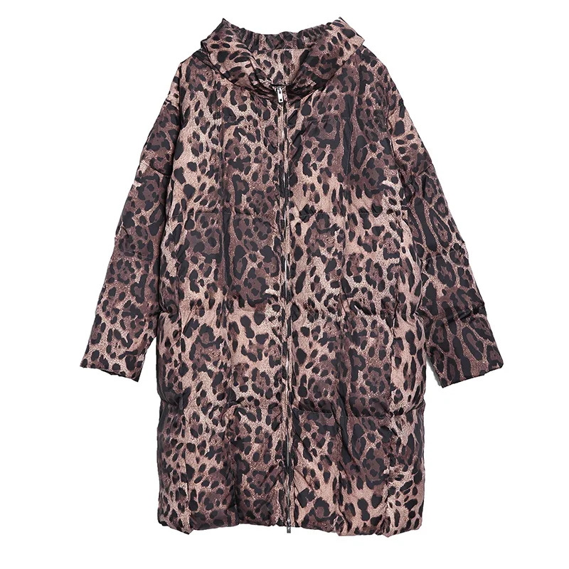 Leopard Новая леопардовая Парка женская зимняя куртка пальто женское манто размера плюс толстое теплое пальто с капюшоном уличная верхняя одежда - Цвет: Leopard