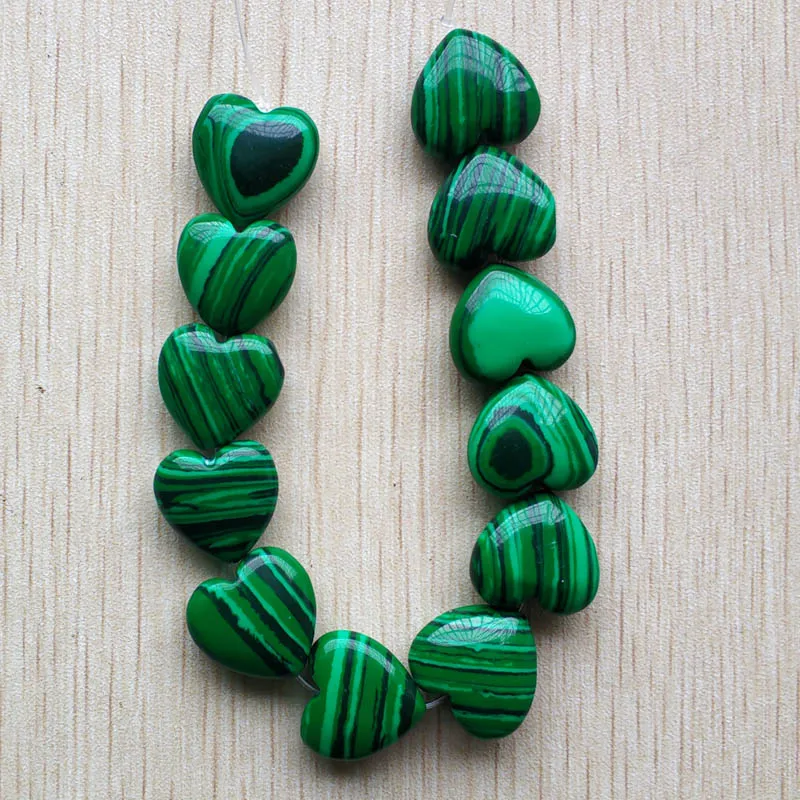 malachite Новые модные высококачественные бусины в форме сердца из натурального камня 16 мм для изготовления ювелирных аксессуаров,, 23 шт./лот - Цвет: malachite