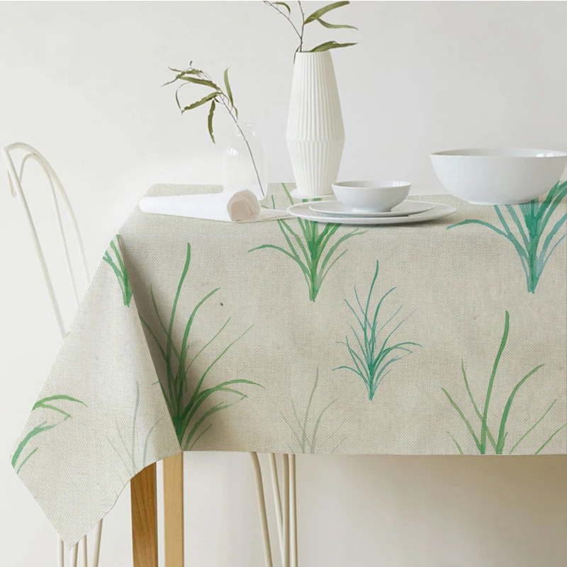 

Simanfei Waterproof Table Cloth Nordic Green Plant Leaves Linen Table Cover Fresh Living Room Home Decoration Tea Tablecloth