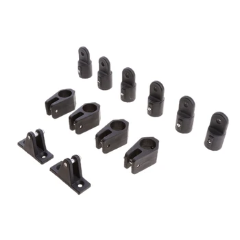 

12 Pieces Boat Nylon Fittings Hardware Set 7/8 Inch Black Fits 3 Bow Bimini Top Accessories for Marine Boat Yacht
