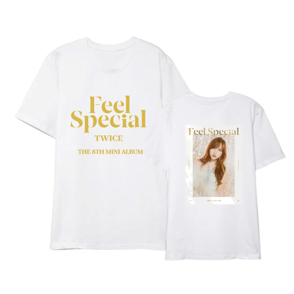 Kpop TWICE FEEL SPECIAL The 8th Mini Album Shirt Повседневная Свободная одежда в стиле хип-хоп футболка Топы с короткими рукавами футболка DX1219