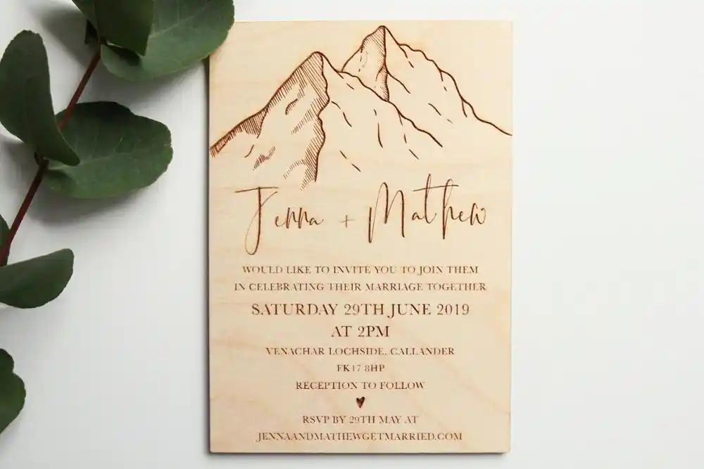 Kayu Undangan Gunung Undangan Pernikahan Undangan