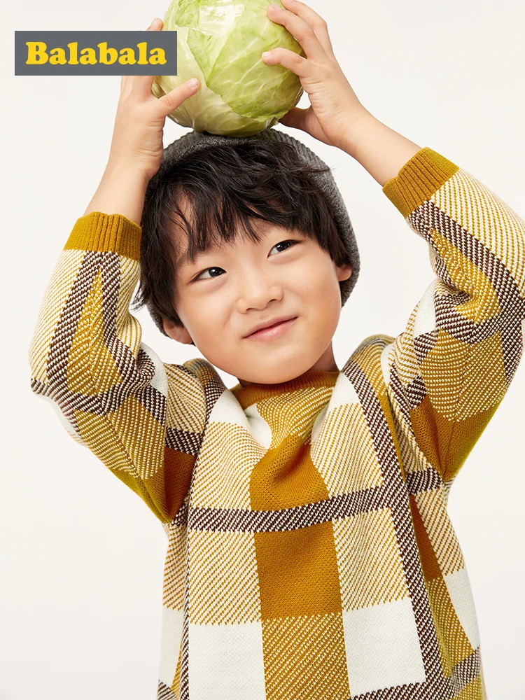 Детский хлопковый свитер Balabala клетчатая рубашка для мальчиков на осень