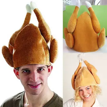 

2019 Newest Fashion Thanksgiving Day Funny Plush Roasted Turkey Hat Party Festival Costume Cap