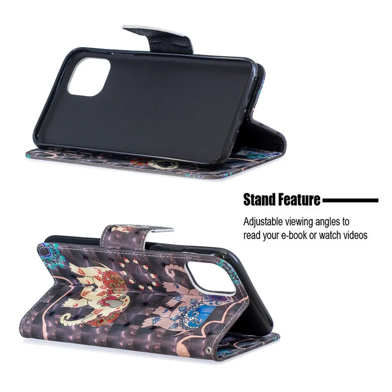 11 Pro Max чехол книжка из искусственной кожи с 3D рисунком цветов и животных для