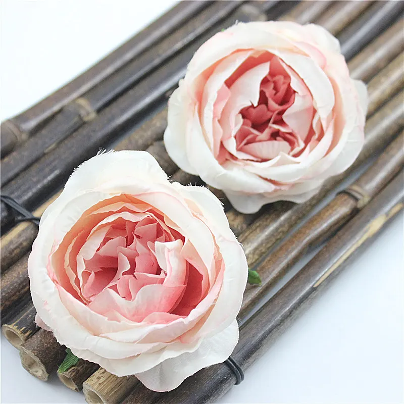 5PCS 7.5cm Peony Flower Head Silk Artificial Flowers For Wedding Decoration DIY Decorative Party Hotel Home Wreath Fake Flowers
