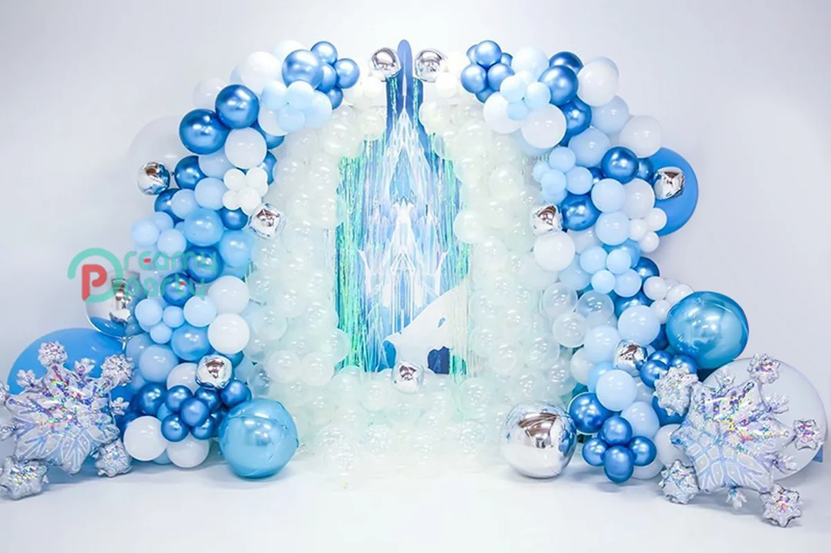 Шар гирлянда 4D Серебряный Хром синий баллон жемчуг глобус для детского душа тема