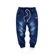 Ju ruan~ Knitted Cowboy CHILDREN'S Pants Autumn New Washing Elasticity Drawstring Top Casual Pants Loose Versitile