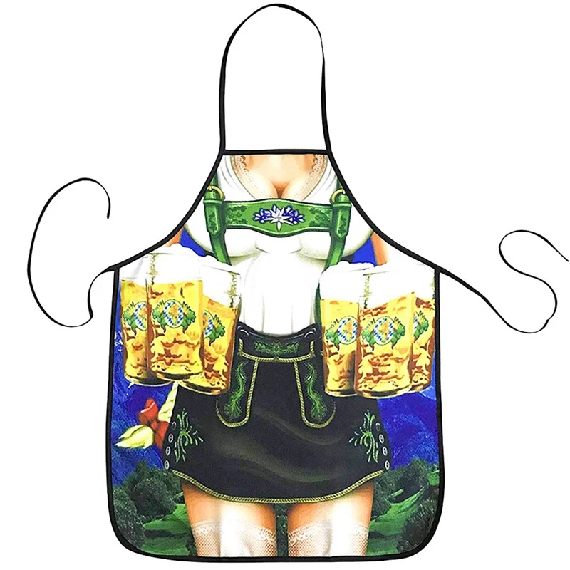 

Drinking Man Beer Print Pattern Apron Chef Waiter Kitchen Cook Apron Polyester Halter Bib For Man Woman Apron