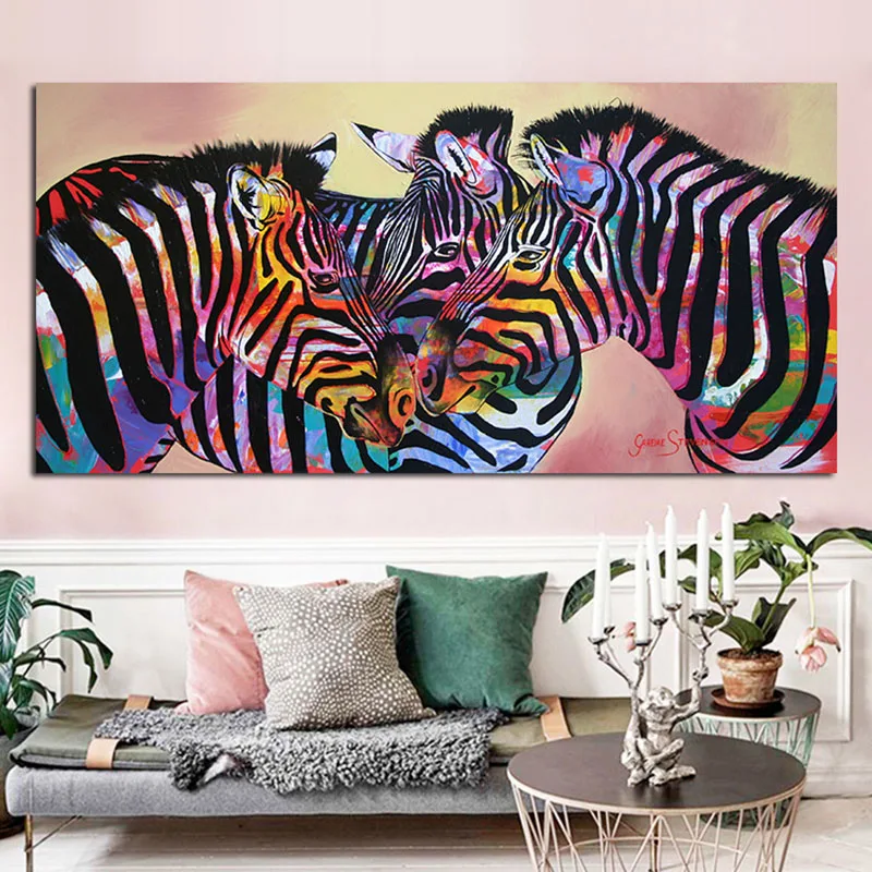 

OUCAG Modern Zebra Painting Wild Animals Landscape Unframed Canvas Painting Wall Art Pictures Gift Decoration For Living Room