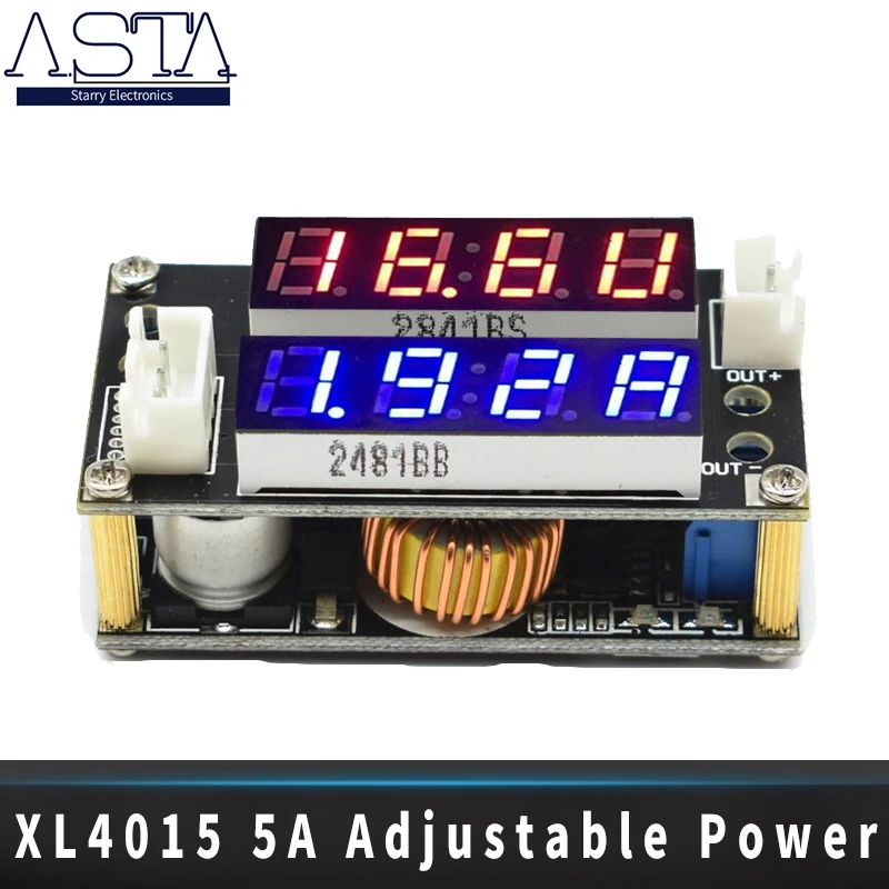 

10PCS XL4015 5A Adjustable Power CC/CV Step-down Charge Module LED Driver Voltmeter Ammeter Constant current constant voltage