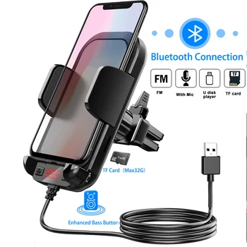 

Wireless Bluetooth 5.0 Car MP3 Player FM Transmitter Car Air vent Stand Mobile Phone Holder Support TF Card U Disk