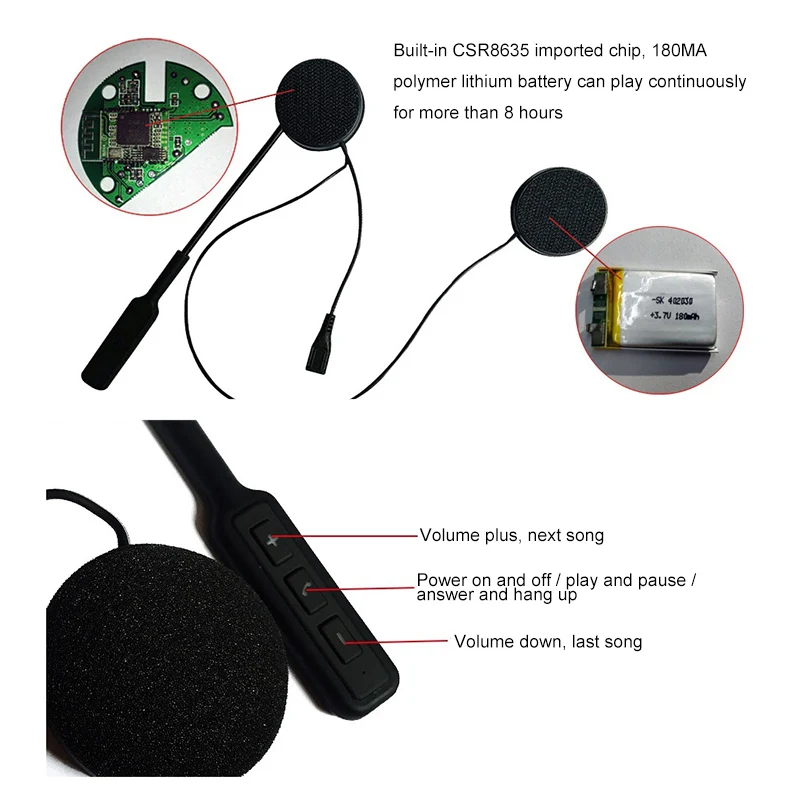 Мотоциклетные наушники для шлема с микрофоном и поддержкой Bluetooth 5 0|Наушники