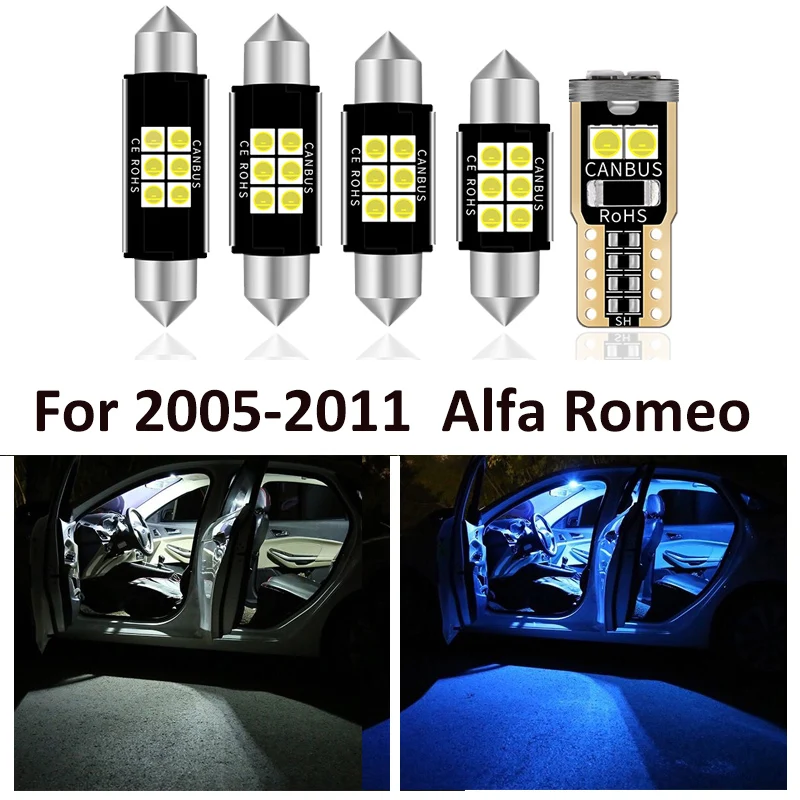 14 Pcs Car White Interior LED Light Bulbs Package For Alfa Romeo 159 2005-2008 2009 2010 2011 Map Dome License Lamp Accessories |