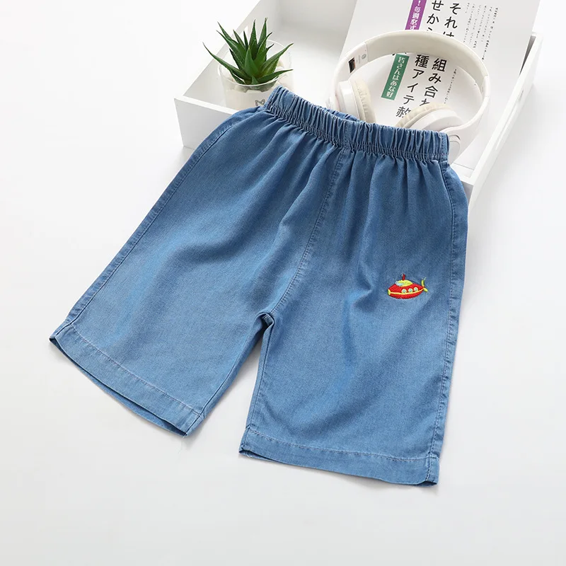 

130-170 Big Boy Denim Shorts 19 Summer Children Tencel Cotton Denim Shorts 1136