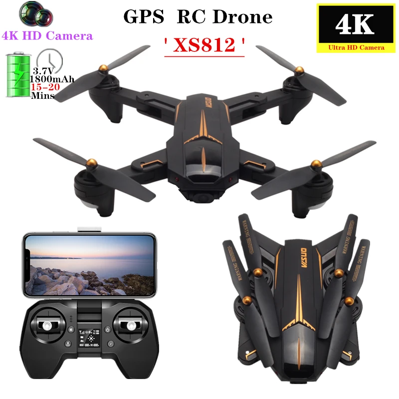 VISUO XS812 Радиоуправляемый GPS Дрон с 4K HD камерой 5G WIFI удержание высоты Квадрокоптер