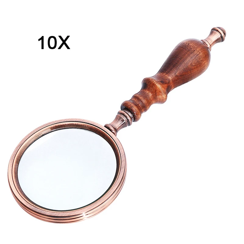 20pcs 10X Handheld Magnifier Wooden Handle Vintage Magnifying Glass