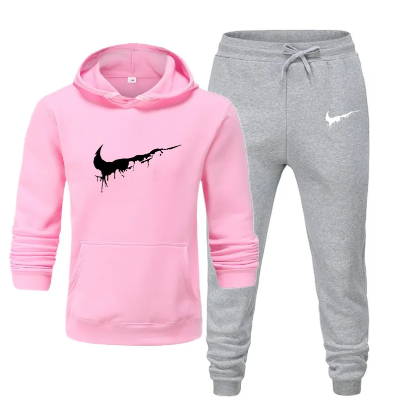 C-pibk light gray Брендовый спортивный костюм, мужское термобелье, мужские спортивные комплекты, флисовая плотная толстовка с капюшоном+ штаны, спортивный костюм, мужской костюм - Цвет: C-pibk light gray