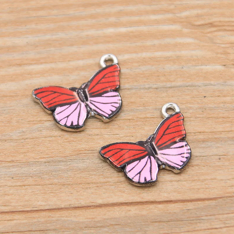 10PCS 4 Styles 8 Color Alloy Metal Drop Oil Colorful Butterfly Charms Animal Pendant For DIY Bracelet Necklace Jewelry Making 