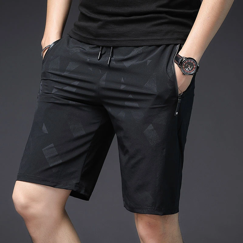 Шорты мужские компрессионные с карманами дышащие эластичные бермуды принтом
