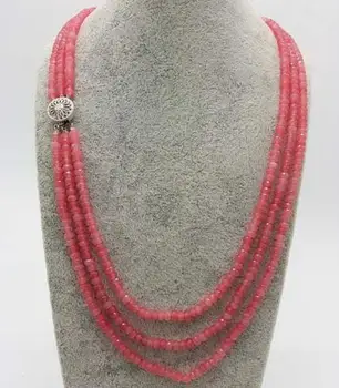 

Free shipping 3 Rows 2X4mm NATURAL FACETED pink SAPPHIRE GEMS BEADS NECKLACES