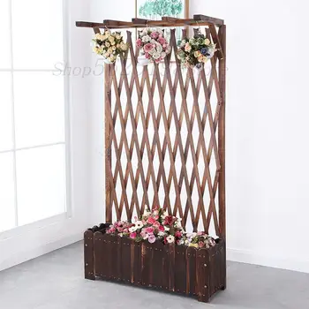 

Anti-corrosion solid wood flower shelf climbing vine network outdoor yard garden fence wooden fence flower box flower trough