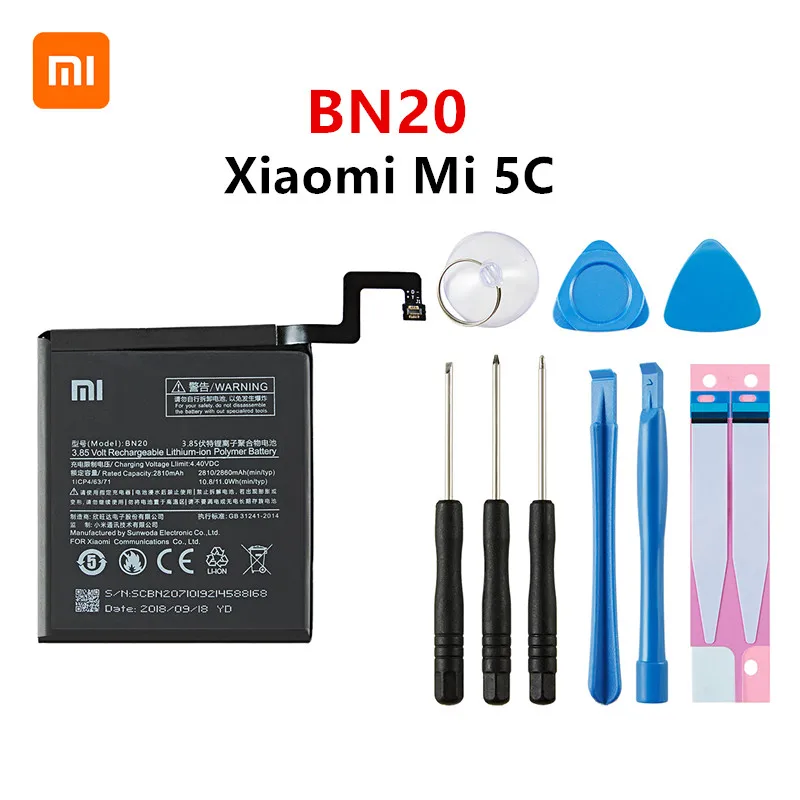 Xiao mi 100% Orginal BN20 2860mAh Battery For Xiaomi Mi 5C M5C Mi5C High Quality Phone Replacement Batteries +Tools | Мобильные