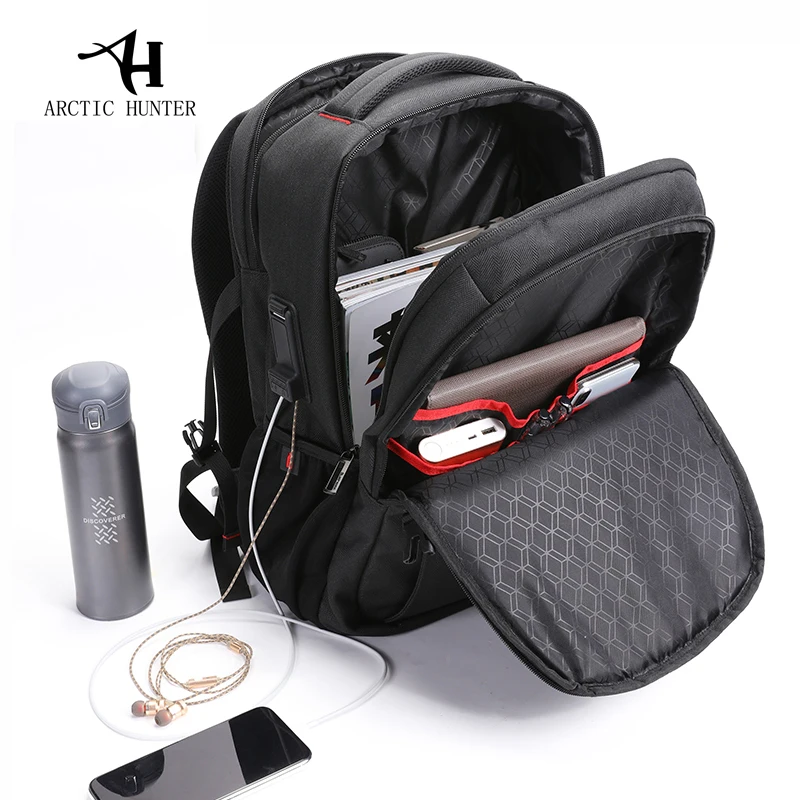 Рюкзак для ноутбука ARCTIC HUNTER с зарядкой от usb 15,6 дюймов, мужские школьные сумки для мальчиков, водонепроницаемая Повседневная дорожная сумка для мужчин, Mochilas Feminina