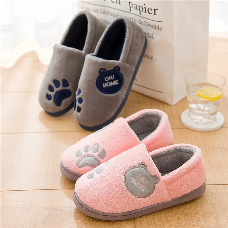 

2019 Cartoon Bear Furry Slippers Women Shoes Winter Warm Home Slippers Platform Soft Non-slip Indoor Shoe Pantuflas Mujer MT043