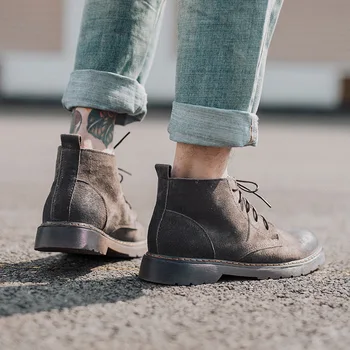 

help boots male British leather boots and restoring ancient ways round head students with velvet wholesale men's boots