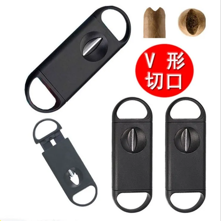 Cigar Gedgets из нержавеющей стали V-Cut Cigar Cutter черные портативные ножницы резатель сигарет для Cuba сигары 5 шт./партия