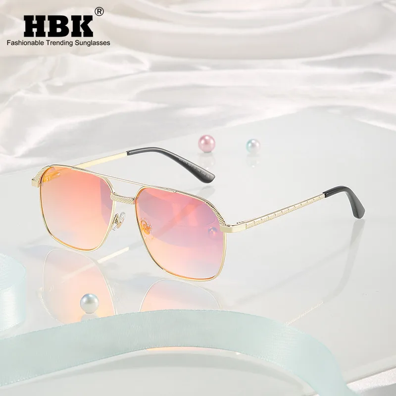 HBK Square Sunglasses Men Women Classic Steampunk Alloy Frame Sun Glasses Mirror Summer Male Outside Driving UV400 Oculos