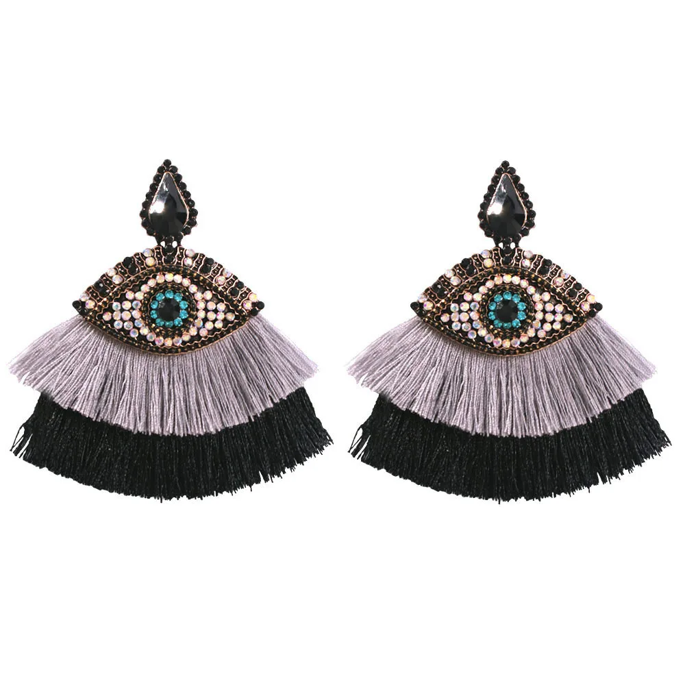 Креативные длинные висячие серьги в виде турецких глаз для женщин, модные циркониевые жемчужные висячие серьги с кисточкой Fatima Hand, ювелирные изделия - Окраска металла: 19