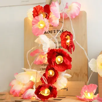 

10/20LEDString Light Christmas Orange Thistle Flower String Lighting Battery LEDFairy Light Party DecorLampDC12V Without Battery