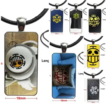 

One Piece Trafalgar Law Flag Brand Steel Color Jewelry Fashion Statement Necklace Glass Necklaces Pendants For Women Men Party