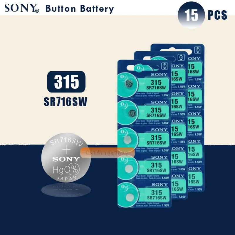 

15pcs Sony 100% Original 315 SR716 SR716SW EP2012 D315 Watch Battery Button Coin Cell MADE IN JAPAN 100% Original Brand