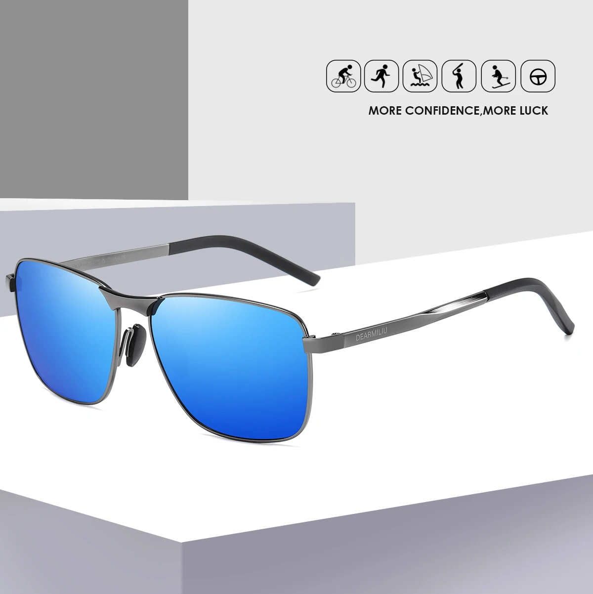 DEARMILIU, Брендовые мужские винтажные Квадратные Солнцезащитные очки, поляризационные, UV400, линзы, очки, аксессуары, мужские солнцезащитные очки для мужчин/женщин V2462