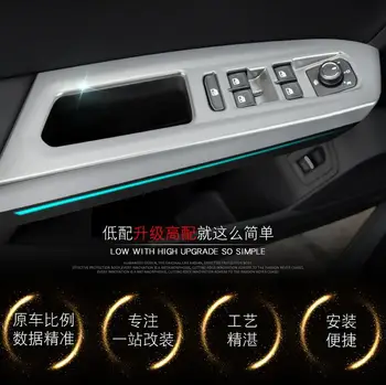 

For Volkswagen Teramont 2017 4 PC Car ABS Chrome Door Window Glass Inner Panel Armrest Lift Switch Button Trim Cover Car-styling