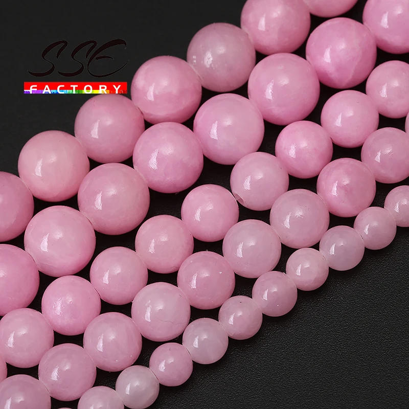 

Natural Pink Jades Bead Round Chalcedony Loose Stone Beads For Jewelry Making DIY Bracelet Necklace Accessories 15'' 4 6 8 10 mm