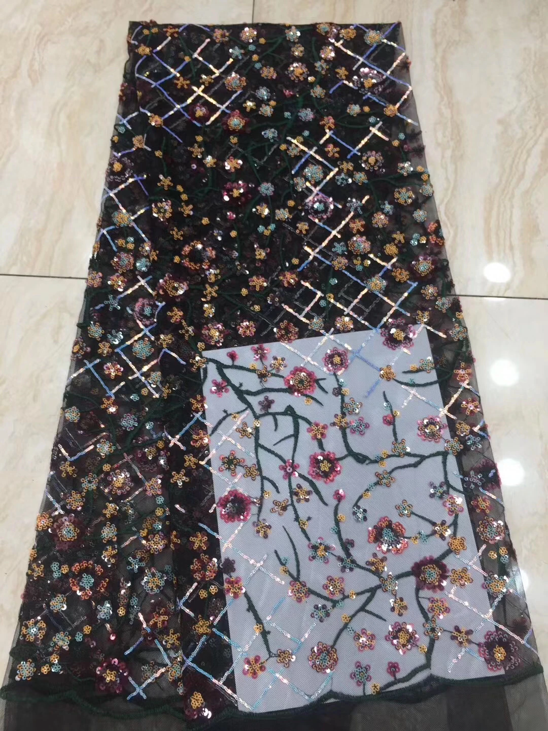 

African Sequin Lace Fabric Embroidered French Mesh Sequin Lace 2022 High Quality Nigerian Tulle Lace Fabric D38011