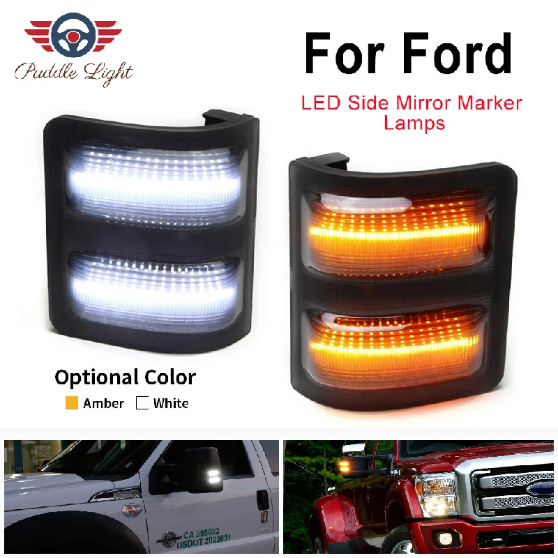 2 шт дымовые боковые зеркальные габаритные огни для 2008- Ford F150 F250 F350 F450 Супер рабочий сигнал поворота Янтарный и белый