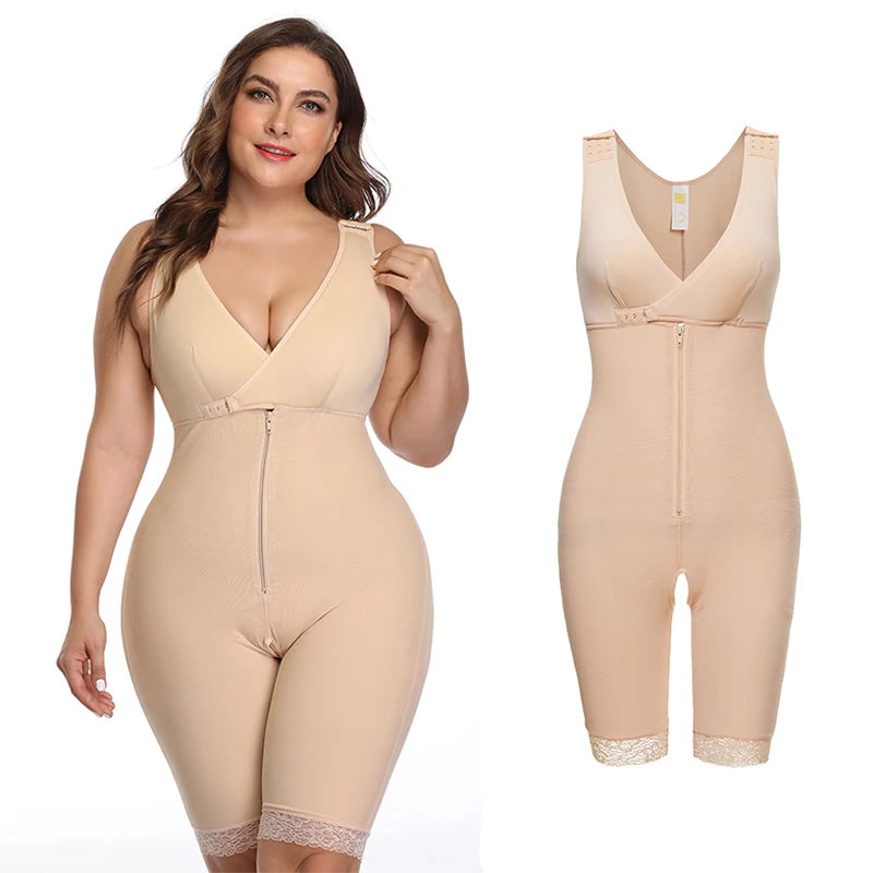 Women's Firm Tummy Compression Bodysuit Detachable Straps Underbust Open  Crotch Full Body Slimming Body Shaper Plus Size Nude 6XL