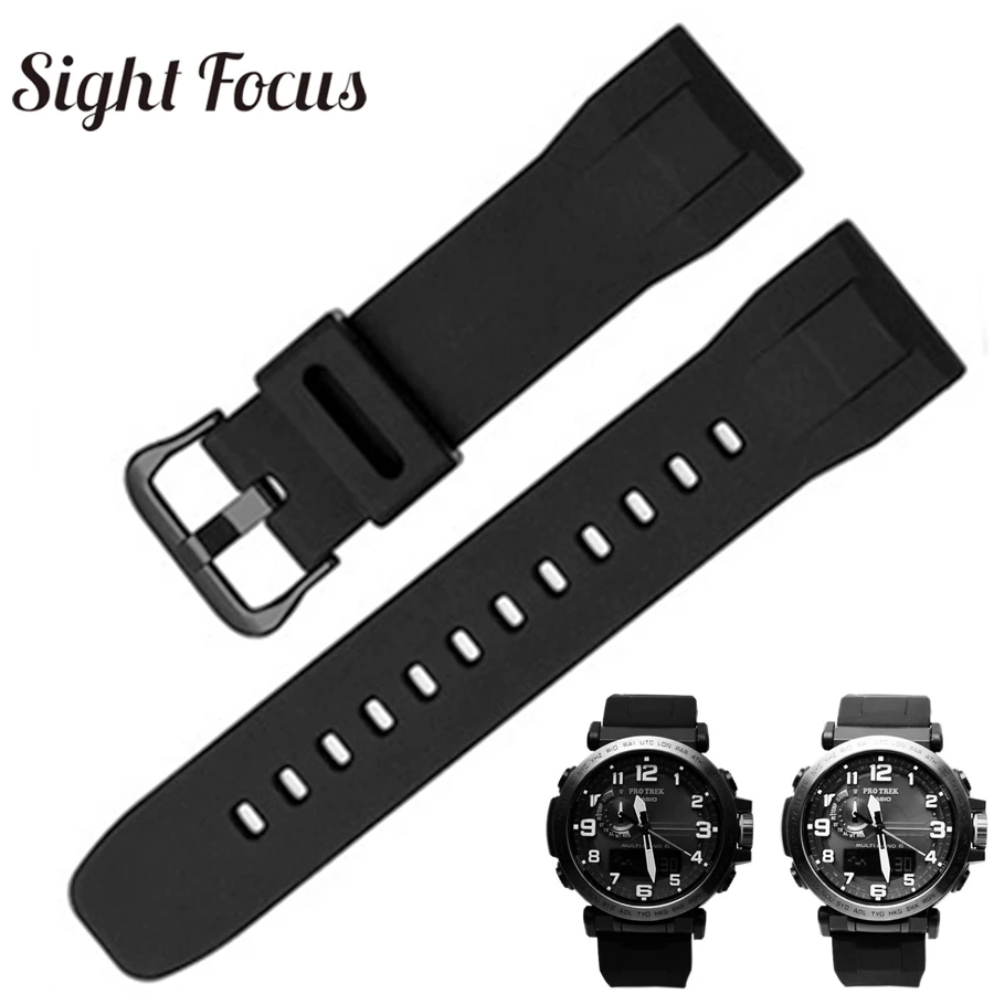 24mm Black Rubber Watch Strap For Casio Prg-600/600y Wachband Prw-6600  Watch Band 24mm Casio Belt Uhrenarmband Waterproof - Watchbands - AliExpress