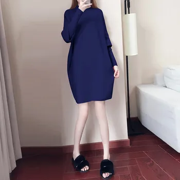 

Autumn Knitted Dress Women 2019 New Winter Bottoming Dresses Solid Color Fashion Women Dress Knitwear Pullover Dresses JIU232