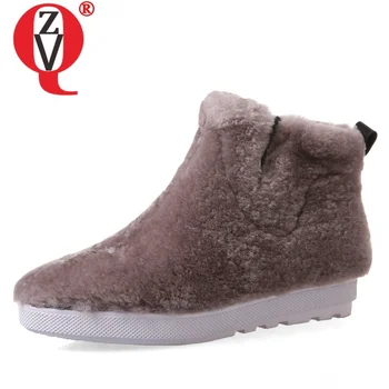

ZVQ winter new casual warm snow boots outside comfortable flat with round toe real wool women shoes drop shipping size 33-40