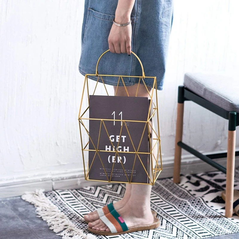 

Magazine Holder Hanging Wall Mounted Newspaper Periodical Book Document File Organizer Basket Metal Shelf Storage Container Di