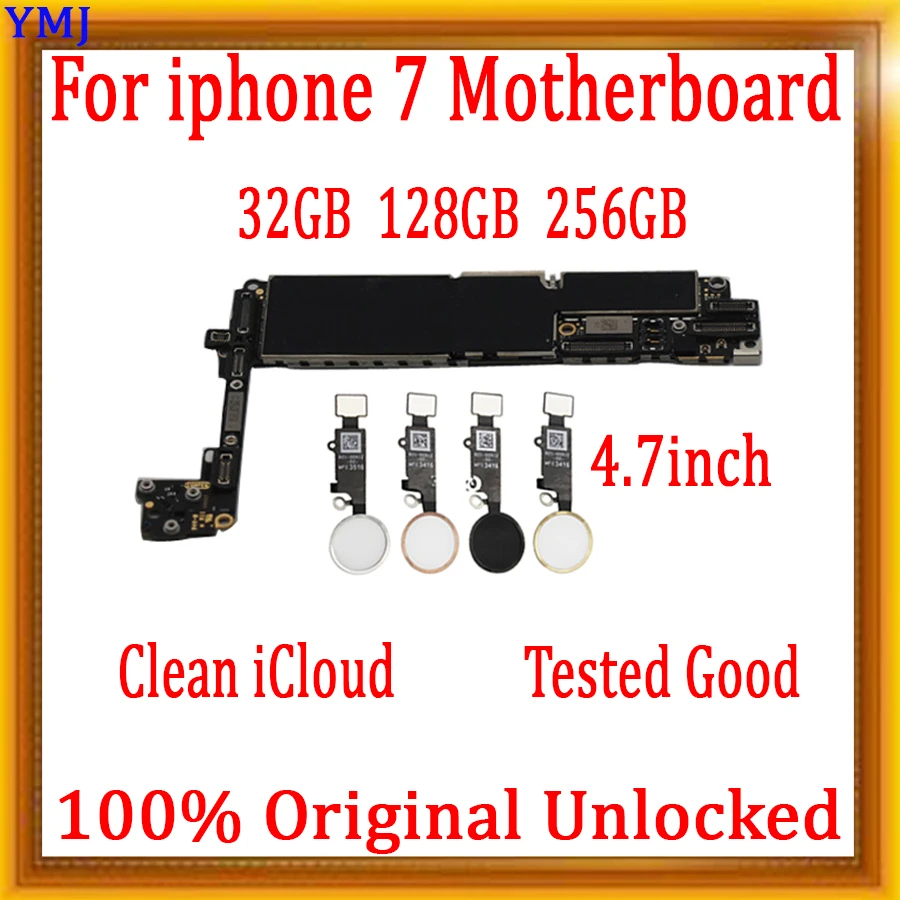 100% Оригинальный разблокированный для iPhone 7 материнская плата с сенсорным ID/без